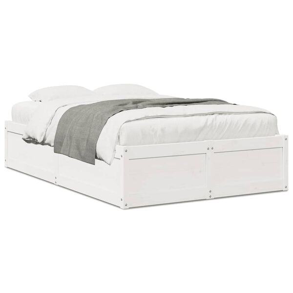 vidaXL Letto senza Materasso Bianco 135x190 cm Legno Massello di Pino