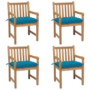 vidaXL Sedie da Giardino 4 pz con Cuscini Azzurri in Massello di Teak
