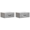 vidaXL Mobiletto da notte a muro con cassetto 2 pcs Grigio Cemento