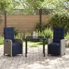 vidaXL Set da Pranzo per Giardino con cuscino 3 pcs Grigio polyrattan
