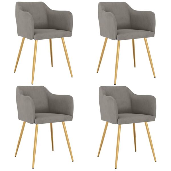 vidaXL Sedie da Pranzo 4 pz Grigio Chiaro in Velluto