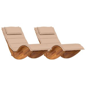 vidaXL Lettino da sole 2 pcs Marrone Legno di Acacia Massello