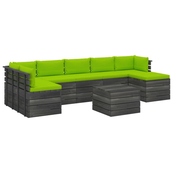 vidaXL Set Divani da Giardino su Pallet 8 pz con Cuscini Massello Pino