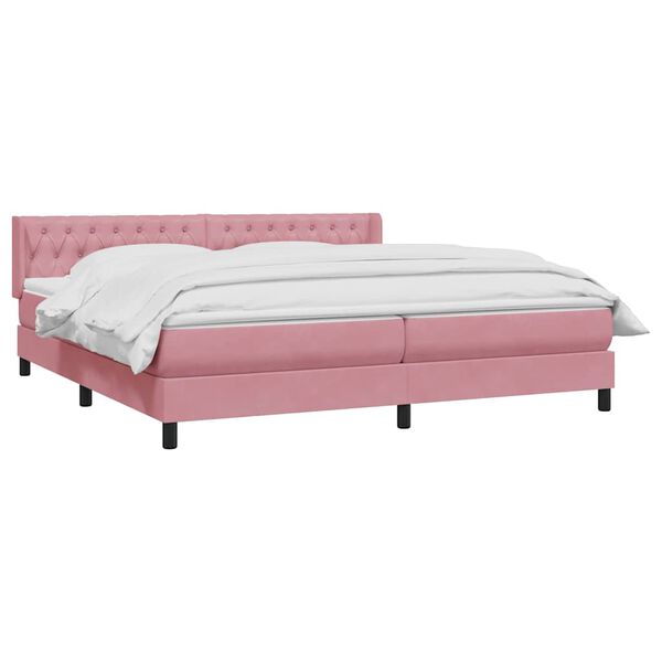 vidaXL Giroletto a Molle con Materasso Rosa 180x210 cm in Velluto