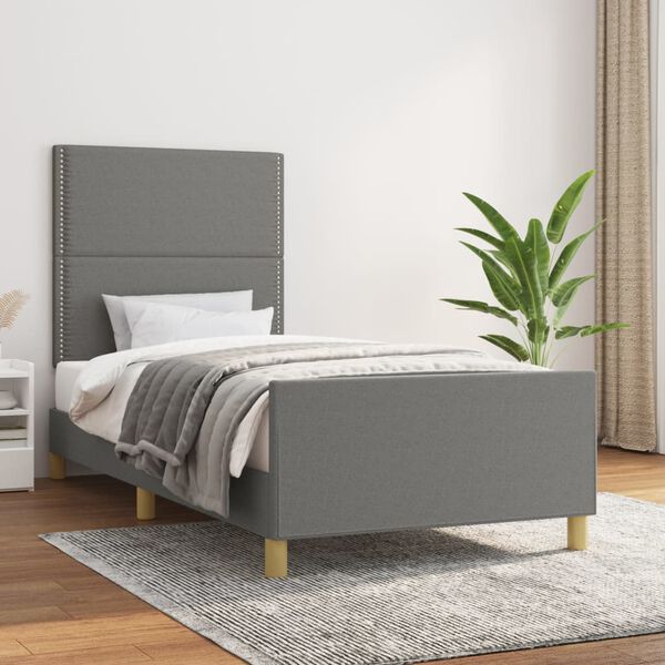 vidaXL Giroletto senza Materasso Grigio Scuro 90x190 cm Tessuto