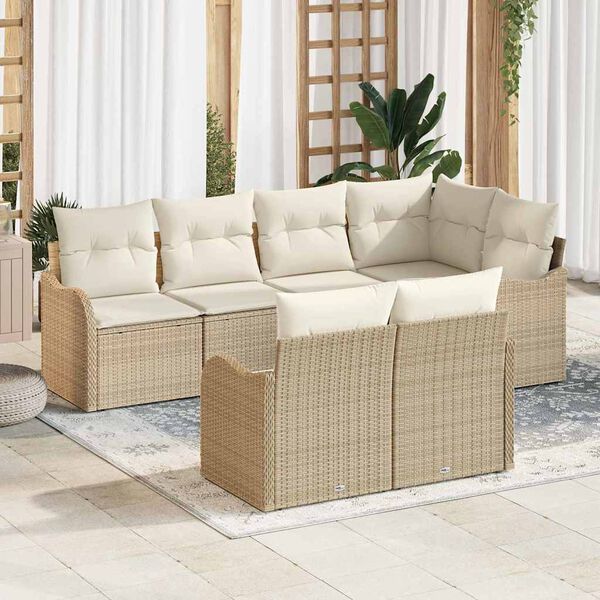vidaXL Set Divano da Giardino Beige polyrattan