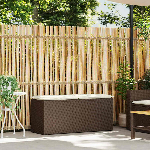 vidaXL Panca da Giardino con Cuscino Marrone 110x40x44cm in Polyrattan