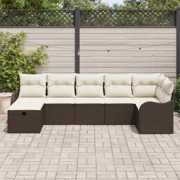 vidaXL Set di divani con cuscino Marrone e Crema polyrattan