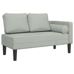 vidaXL Chaise Longue con Cuscini Grigio Chiaro in Velluto