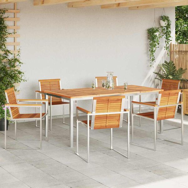 vidaXL Set da Pranzo per Giardino 7 pcs Legno di Acacia Massello