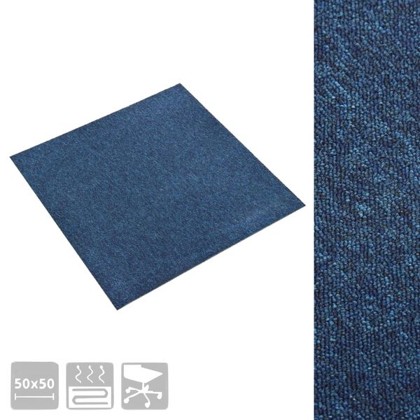 vidaXL Quadrotte di Moquette 20 pz 5 m² 50x50 cm Blu Scuro