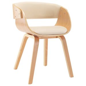 vidaXL Sedia da Pranzo in Legno Piegato e Similpelle Crema