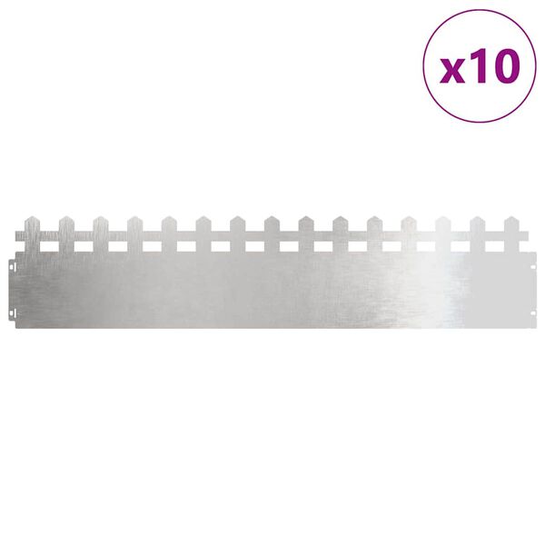 vidaXL Bordure per prato 10 pcs Argento 103 x 0,05 x 22 cm