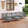 vidaXL Set Divani da Giardino 7 pz in Legno Massello di Pino Grigio