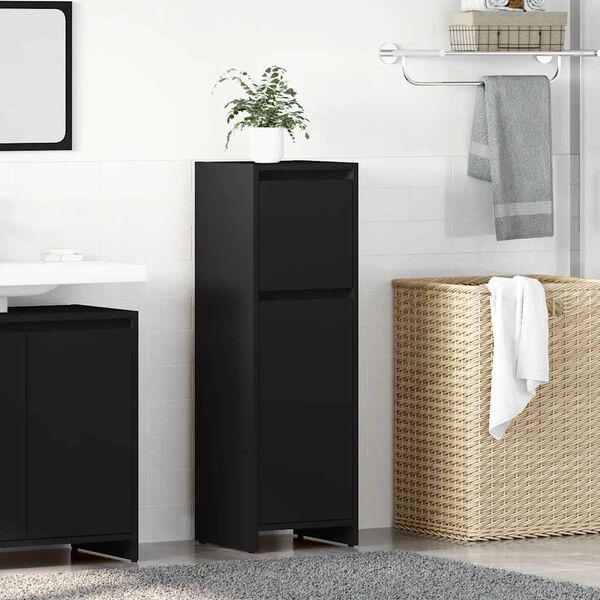 vidaXL Mobile da Bagno Nero 30x30x95 cm in Legno Multistrato