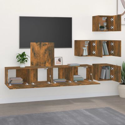 VidaXL Mobile TV In Rovere Fumo, 103x38x46,5 Cm, Legno Multistrato E Acciaio, Stile Industriale