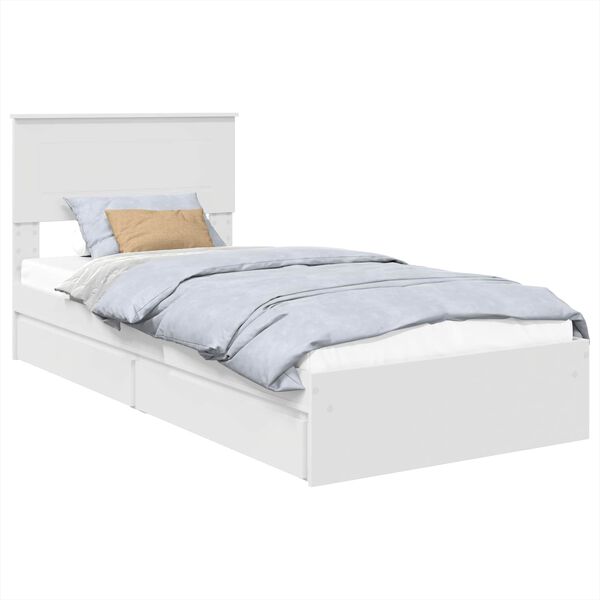 vidaXL Letto con Contenitore Bianco 90 x 200 cm Legno multistrato