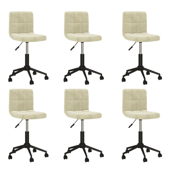 vidaXL Sedie da Pranzo Girevoli 6 pz Crema in Velluto