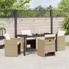 vidaXL Set da Pranzo per Giardino con cuscino 5 pcs Beige polyrattan