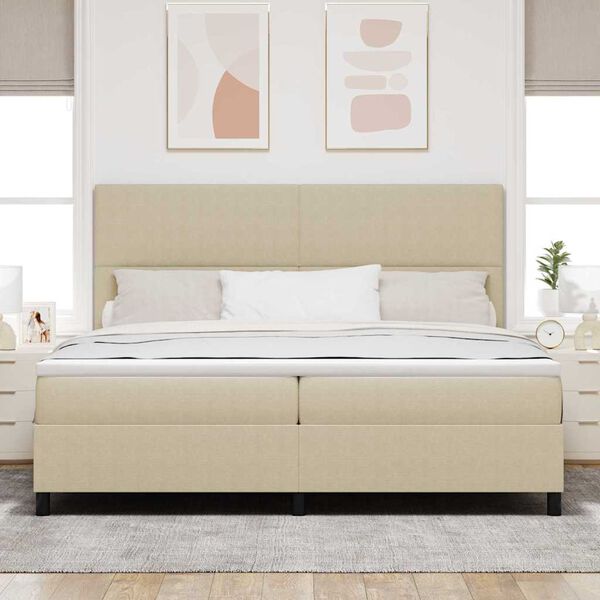 vidaXL Letto a molle Grigio chiaro e bianco 203 x 200 x 128 cm