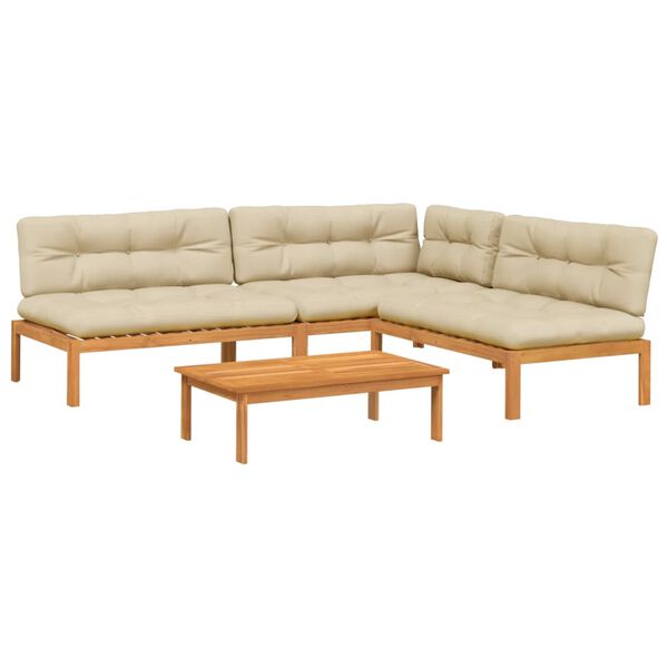 vidaXL Set Divani Pallet Giardino 4pz Cuscini Legno Massello Acacia