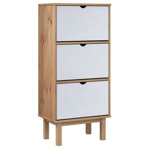 vidaXL Scarpiera OTTA con 3 Cassetti Marrone e Bianco in Legno di Pino