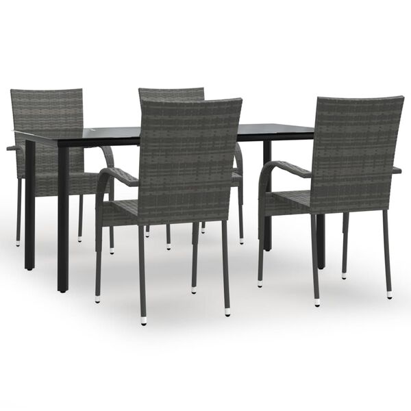 vidaXL Set da Pranzo da Giardino 5 pz Grigio in Polyrattan