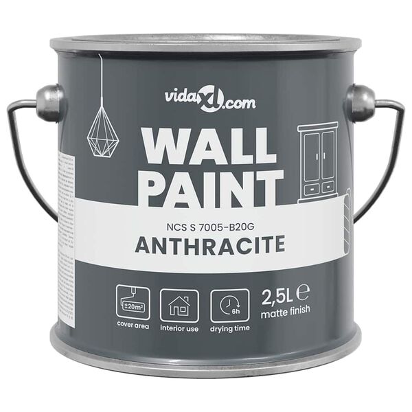 vidaXL Pittura murale Grigio 2,5 L Stampa da parete