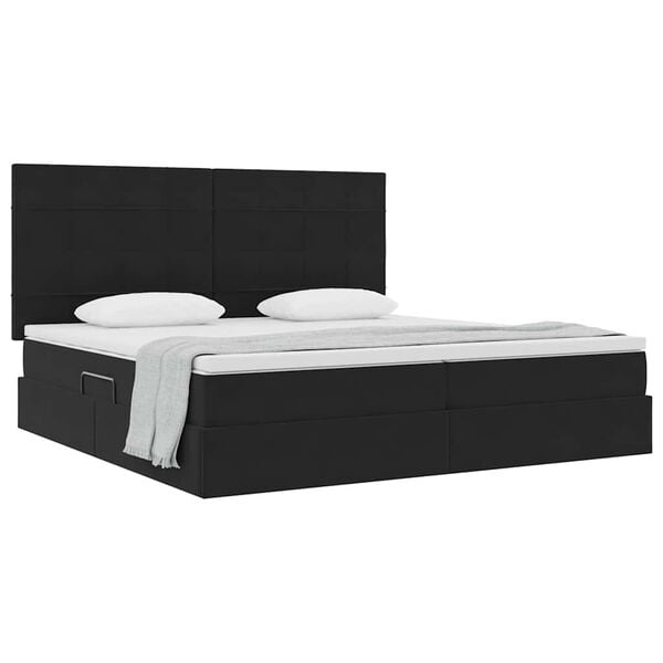 vidaXL Letto con contenitore e materasso Nero 200 x 200 cm Velluto