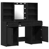 vidaXL Set da tavolo da trucco con LED con cassetto 3 pcs Rovere Nero
