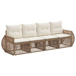 vidaXL Set Divano da Giardino 4 pz Beige e Bianco Crema polyrattan