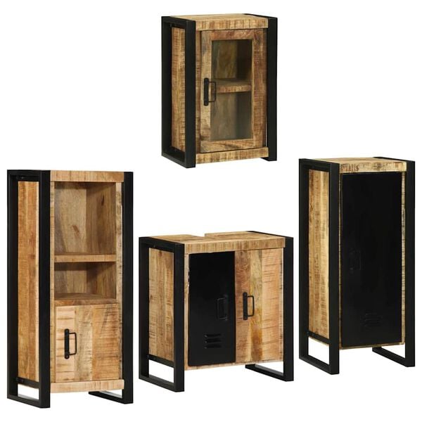 vidaXL Set di mobili per il bagno 4 pcs Legno di Mango Massello
