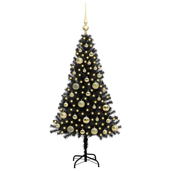 vidaXL Albero di Natale con 150 LED con supporto Nero 120 cm PVC
