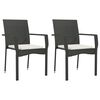 vidaXL Sedie da Giardino con Cuscini 2 pz in Polyrattan Nere