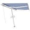 vidaXL Tenda da Sole Retrattile Manuale con LED 350x250cm Blu e Bianco
