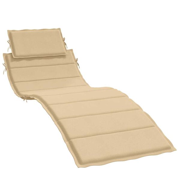 vidaXL Cuscino per Lettino Prendisole Beige Mélange 186x58x4cm Tessuto