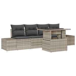 vidaXL Set di divani 5 pz Grigio chiaro polyrattan