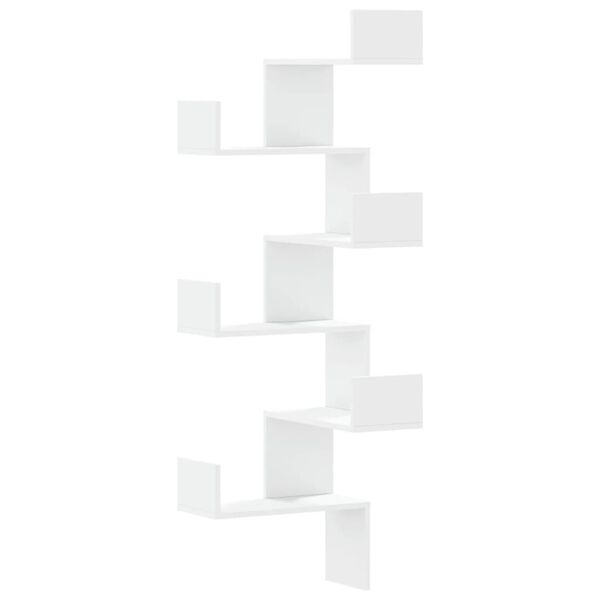 vidaXL Scaffale Angolare Muro Bianco 45x45x147 cm Legno Multistrato