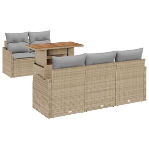 vidaXL Set Divano da Giardino 6 pcs Beige e Grigio Chiaro polyrattan