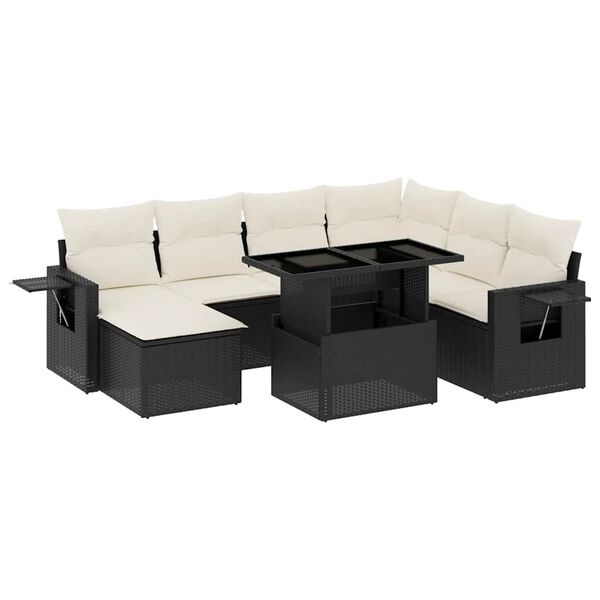 vidaXL Set Divani da Giardino 9 pz con Cuscini Nero in Polyrattan