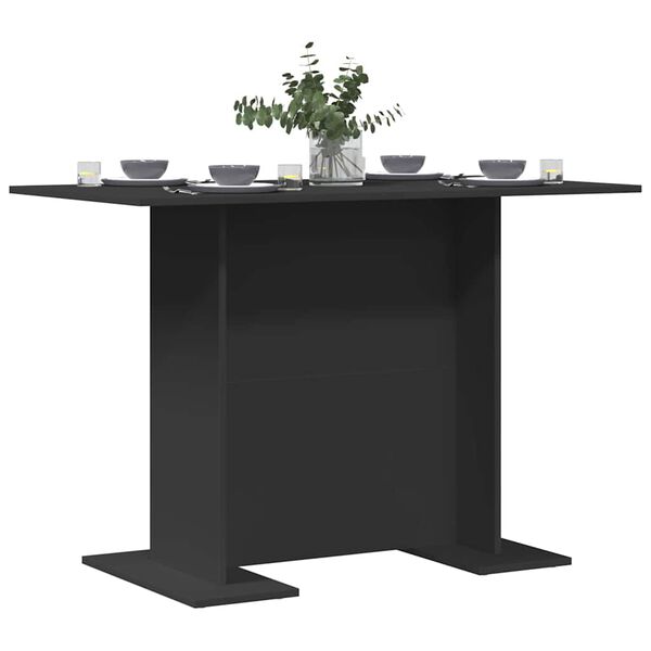 vidaXL Tavolo da pranzo Nero 110 x 60 x 75 cm Legno multistrato
