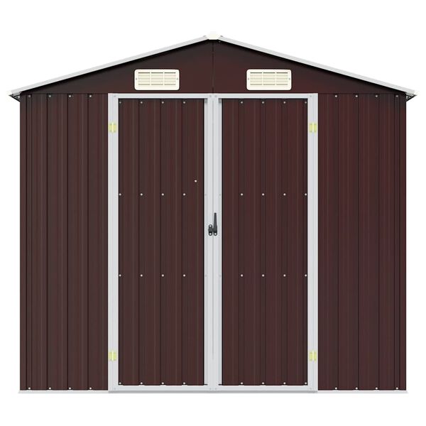 vidaXL Capanno da Giardino Marrone 205x129x183 cm in Acciaio Zincato