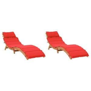 vidaXL Lettini Prendisole con Cuscini 2 pz Legno Massello di Acacia