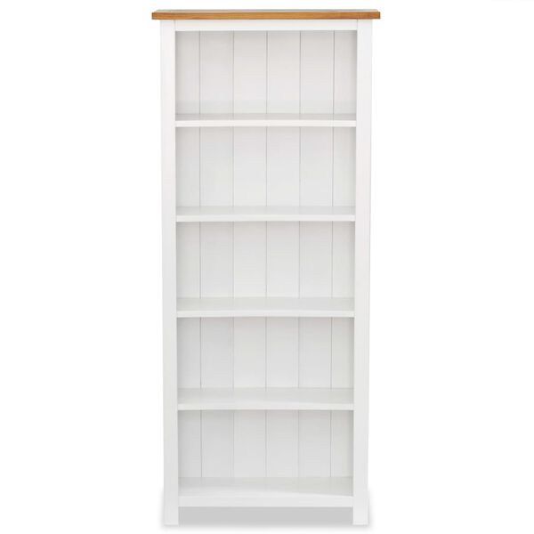 vidaXL Libreria a 5 Ripiani 60x22,5x140 cm in Massello di Rovere