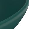 vidaXL Lavandino Lusso Rotondo Verde Scuro Opaco 32,5x14 cm Ceramica