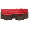 vidaXL Set di divani 7 pz 6-Numero di posti Marrone e Rosso polyrattan