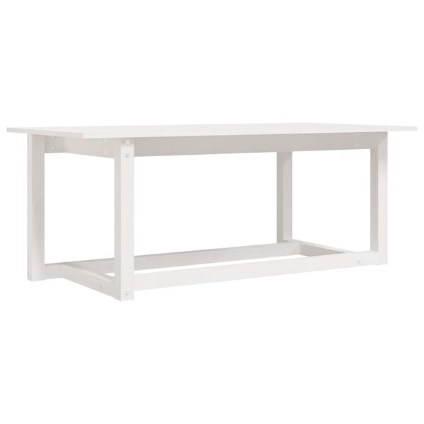 vidaXL Tavolino da Salotto Bianco 110x55x45 cm Legno Massello di Pino