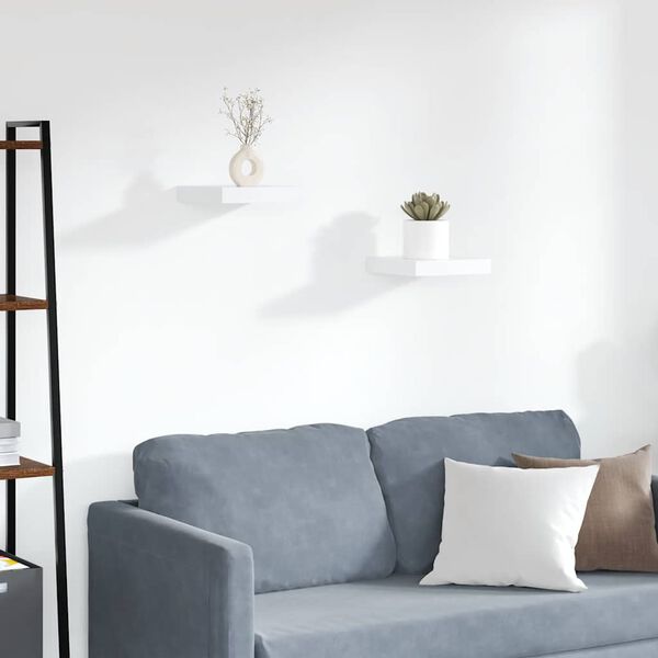 vidaXL Scaffali a Parete 2 pz Bianchi 23x23,5x3,8 cm in MDF