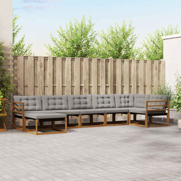 vidaXL Set di divani da esterno 7 pcs Grigio Naturale e Chiaro