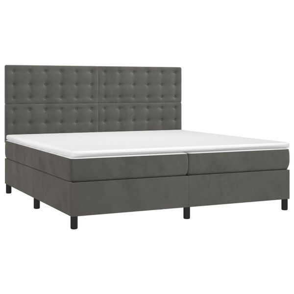 vidaXL Letto a Molle con Materasso e LED Grigio Scuro 200x200 cm